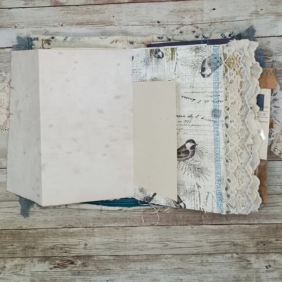 Turquoise Embellished Junk Journal: Flowers, Birds, Butterflies (Seize the Day) - Picture 6 of 16